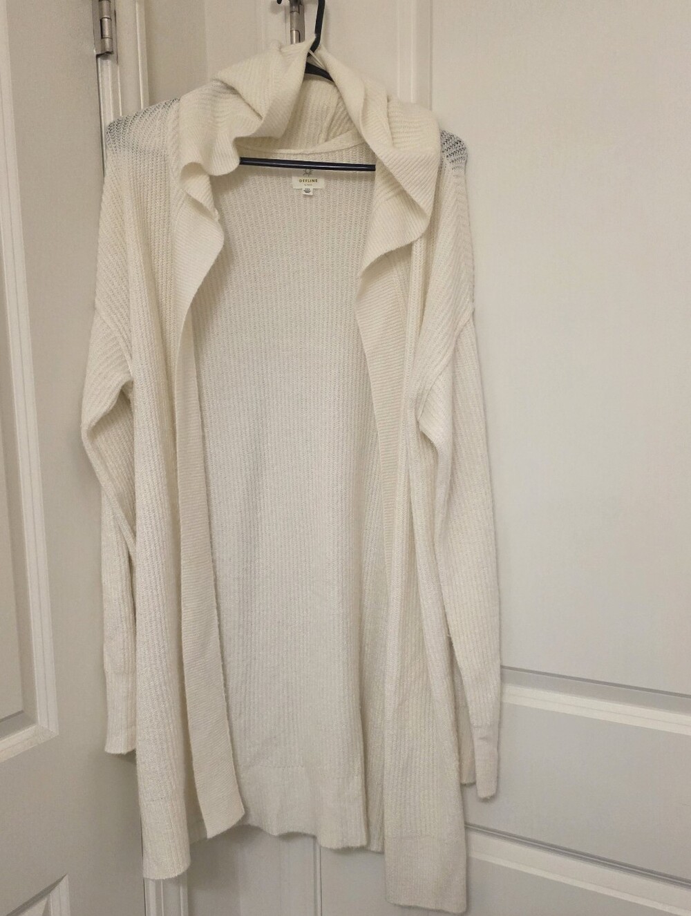 Aerie Offline Long Cardigan Duster Hooded Oversized M Offwhite/cream